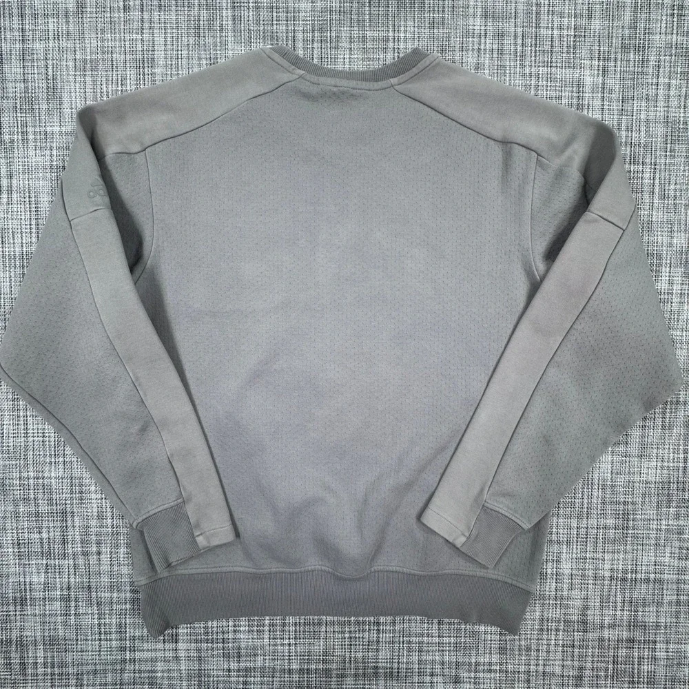 Adidas Sweatshirt Mens Approx Large Gray Textured Crewneck Zip Chest Pocket